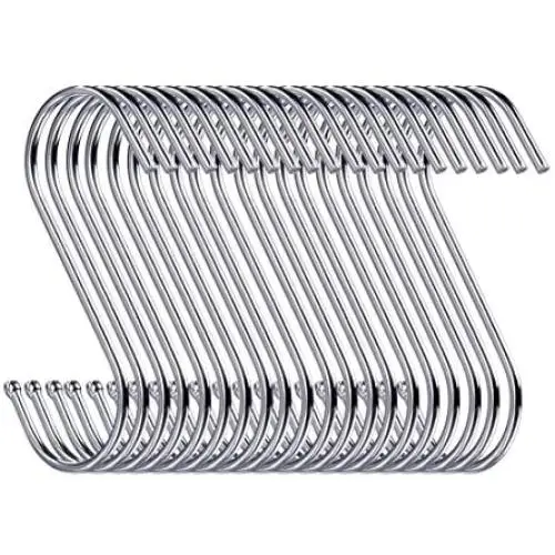 D-buy 20 Pack Heavy Duty S Hooks Stainless Steel S Hooks S Shaped Hooks 3.5 inch Metal Hooks for Hanging Hanging Hook for Kitchen, Bathroom, Bedroom and Office