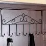 Hook Rail Coat Rack Hook, Wrought Iron Door Hook Rack Wall Mount Frame Nail-Free Door Back Hanger Clothes Hook Storage Rack, 42X23cm Hook (Color : Black)