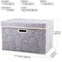 Prandom Large Stackable Storage Bins with Lids Fabric Decorative Storage Boxes Cubes Organizer Containers Baskets with Cover Handles Divider for Bedroom Closet Living Room 17.7x11.8x11.8 Inch 3 Pack