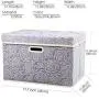 Prandom Large Stackable Storage Bins with Lids Fabric Decorative Storage Boxes Cubes Organizer Containers Baskets with Cover Handles Divider for Bedroom Closet Living Room 17.7x11.8x11.8 Inch 3 Pack