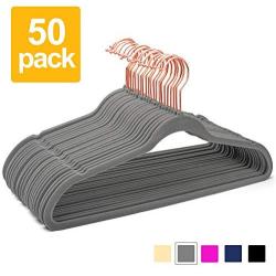 HOUSE DAY Velvet Hangers Non-Slip Velvet Hangers -50 Pack- Heavy Duty Velvet Suit Hangers Velvet Space Saving Non Slip Clothes Hangers,Grey (Renewed)