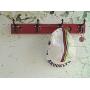 Red Wooden Shelf Vintage Carpenters Level Wall Coat Rack and Key Hanger Cast Steel Acorn Hooks Shelves