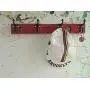 Red Wooden Shelf Vintage Carpenters Level Wall Coat Rack and Key Hanger Cast Steel Acorn Hooks Shelves