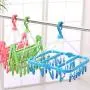 BAIYING 1pc Foldable Plastic Clothes Hanger with 32 Clips, Household Drying Rack Baby Clothes Hanger Socks Hanger Underwear Hanger for Outdoor/Indoor