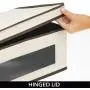 mDesign Soft Fabric Stackable Closet Storage Organizer Boxes with Clear Window 4 Pack - Cream/Espresso Brown