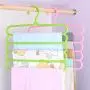 JINBEST Multi-Purpose Clothes Hanger Plastic 5 Layers Pants Trousers Hanger No Slip Storage Hanging Rack Closet Hangers (Green)