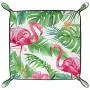 Pink Flamingo with Green Palm Leather Tray Dice Boxes Bedside Tray Key Watches and Candy Holder Sundries Entryway Tray,20.5x20.5cm Pink Flamingo with Green Palm Leather Tray Dice Boxes Bedside Tray Key Watches and Candy Holder Sundries Entryway Tray,20.5x20.5cm