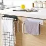 Accreate Practical Kitchen Towel Rack, Single Rod Nail-Free Sticky Commodity Shelf Duster Cloth Hanger (Black)