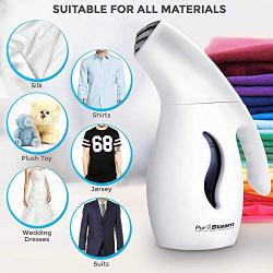 PurSteam Garment Steamer For Clothes, Elite Powerful 7-1 Fabric Steamer For Home/Travel. Remove Wrinkles/Steam/Soften/Clean/Sanitize/Sterilize and Defrost with UltraFast-Heat Aluminum Heating Element