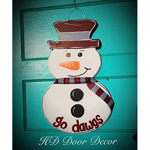 Mississippi State Bullgogs football Snowman door hanger Winter wreath go dawgs football wreath