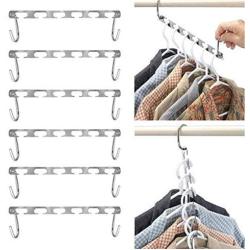 6pcs Magic Clothes Hanger Hanging Chain Metal Cloth Closet Hanger Shirts Tidy Save Space Organizer Hangers for Clothes