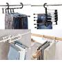 shlutesoy Multi-Layer Clothes Pants Hangers Wardrobe Jeans Stainless Steel Storage Rack - Black