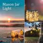 Moonflor Solar Mason Jar Lights Hanging Lights (Mason Jar & Hanger Included), 4 Pack 30 Led Starry Fairy String Hanging Jar Lights for Outdoor Patio Party Wedding Decor Lights, Warm White