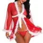 Crotchless Lingerie, Shybuy Women Lingerie Halter Christmas Lace Babydoll Mesh Nightwear V Neck Teddy
