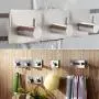 MXtechnic Self Adhesive Key Hooks Rail, 3M Stainless Steel Heavy Duty Coat Hanging Shelf Robe Towel Hanger Rack 3-Hook for Bathroom Kitchen Wall Mounted (3 Hooks)