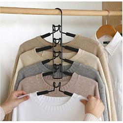 2pcs 5 in 1 Multi-Layer Clothes Hangers Space-Saving Multiple Non-Slip Hanger for Wardrobe