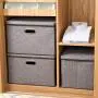 Prandom Large Collapsible Storage Bins with Lids [3-Pack] Linen Fabric Foldable Storage Boxes Organizer Containers Baskets Cube with Cover for Home Bedroom Closet Office Nursery (17.7x11.8x11.8)