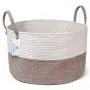 Luxury Little Nursery Storage Basket, Size XXXL :: 100% Cotton Rope Hamper with Handles :: Sturdy Baby Bin Organizer for Laundry, Toys, Blankets, Pillows & More, 22" x 22" x 14", White/Beige Luxury Little Nursery Storage Basket, Size XXXL :: 100% Cotton Rope Hamper with Handles :: Sturdy Baby Bin Organizer for Laundry, Toys, Blankets, Pillows & More, 22" x 22" x 14", White/Beige