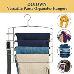 DOIOWN Pants Hangers Non Slip Space Saving Clothes Hangers with Belt Hook, Slacks Hangers Swing Arm Closet Storage Organizer for Pants Jeans Trousers Scarfs Ties Towels (2, Black)