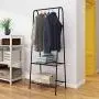Homebi Garment Rack Metal Clothing Rack Coat Organizer Laundry Closet Storage Entrway Shelving Unit with Hanger and 2-Tier Durable Shelf for Shoes Clothes Storage in Black, 23.6”Wx13.19”Dx63”H
