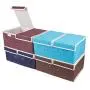 RONRI Cube Storage Bins Set Lidded Storage Boxes with Handles, Canvas Collapsible Fabric Storage Bins for Clothes/Toys/Books/Bedding/Accessories, Set of 4 Small (Wine Red/Sky Blue/Brown/Dark Blue)