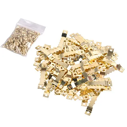 eZAKKA Sawtooth Picture Hangers, 100-Pack Sawtooth Picture Frame Hangers Hanging hardware Double Hole with Screws, 1 1/2 Inch