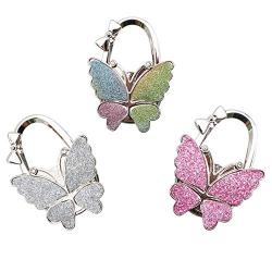 WSSROGY 3 Pack Butterfly Folding Hanger Foldable Purse Hook Handbag Hanger Hook for Table Dresser