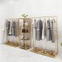 LINGYAN Metal Clothing Display Rack Hanger, Clothing Store Window Vertical Combination Frame, Bedroom Clothes Storage Rack, Shopping mall Store Shelves, Dressing Room Coat Rack (Gold)