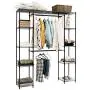FDInspiration Black Expandable Clothes Hanger Rack Shelf Closet Storage Free Standing Organizer Shelves with Ebook