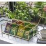 Glass Tea Boxes Organizer Sugar Packets Storage Decor 8 Grids Compartments Divided Handcrafted Brass Metal Frame Jewelry Counter Top Display Case Large, Glass Boxes Only