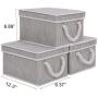 JS HOME Foldable Basket Organizer Bin, Polyester Storage Boxes with Strong Cotton Rope Handle and Lid, Grey, Small, 3-Pack