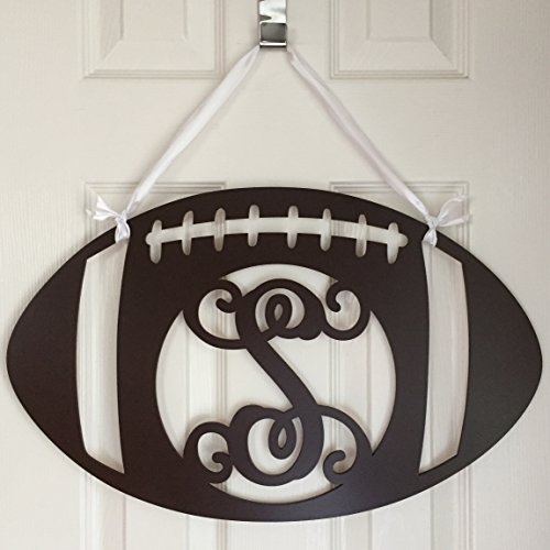 Monogram Football Door Hanger - Fall Football Monogram - Football Initial Wreath - Sports Door Hanger - Football Team Door Hanging