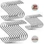 ROJOE S Hooks for Kitchen Hanging Pots and Pans - Durable Stainless Steel Utility Hangers for Clothes, Plants, Tools, and Utensils - 30 pack (10 each of Small, Large, Extra Large)