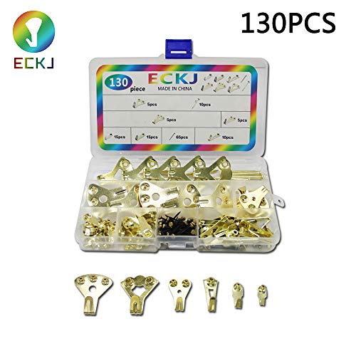 ECKJ Picture Hangers 130Pcs Premium Picture Hanging Kit Heavy Duty Picture Photo Frame Hooks for Wall Mounting with Nails Picture Wall Hangers Holds 10-100 lbs