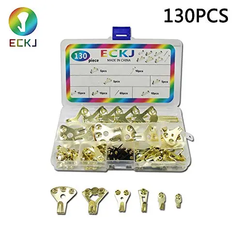 ECKJ Picture Hangers 130Pcs Premium Picture Hanging Kit Heavy Duty Picture Photo Frame Hooks for Wall Mounting with Nails Picture Wall Hangers Holds 10-100 lbs