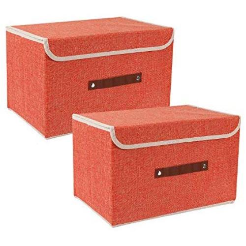Zonyon Storage Bin with Lid, Fabric Foldable Storage Cube Box,Closet Organizer,Nursery Hamper Basket with Handle for Home, Entryway, Bedroom, Playing Room, Office, Living Room,Orange,2 Packs Zonyon Storage Bin with Lid, Fabric Foldable Storage Cube Box,Closet Organizer,Nursery Hamper Basket with Handle for Home, Entryway, Bedroom, Playing Room, Office, Living Room,Orange,2 Packs