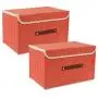 Zonyon Storage Bin with Lid, Fabric Foldable Storage Cube Box,Closet Organizer,Nursery Hamper Basket with Handle for Home, Entryway, Bedroom, Playing Room, Office, Living Room,Orange,2 Packs