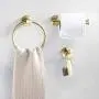Marmolux Acc Bathroom Hardware Accessories Set 3-Piece Gold Brushed Bathroom Hardware Sets Modern Towel Ring Robe Hook Hanger Toilet Paper Holder Heavy Duty Stainless Steel Wall Mounted
