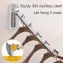 MulYeeh Folding Wall Mounted Clothes Rack, Coat Hanger Stainless Steel Clothes Hook with Swing Arm, Clothing Hanging System Closet Storage Organizer
