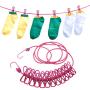 junshi11 Portable Travel Clothes line Hanger Outdoor Camping Hiking Laundry Clothing Drying Rope with 12 Clips Blue