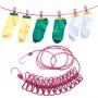 junshi11 Portable Travel Clothes line Hanger Outdoor Camping Hiking Laundry Clothing Drying Rope with 12 Clips Blue