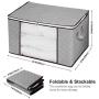 Clothes Storage Bag Organizers 4 Pack Large Capacity Clothing Containers Foldable Closet Organizers with Clear Window and Reinforced Carry Handles, Sturdy Zipper for Comforter Towels Blankets Bedding