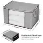 Clothes Storage Bag Organizers 4 Pack Large Capacity Clothing Containers Foldable Closet Organizers with Clear Window and Reinforced Carry Handles, Sturdy Zipper for Comforter Towels Blankets Bedding Clothes Storage Bag Organizers 4 Pack Large Capacity Clothing Containers Foldable Closet Organizers with Clear Window and Reinforced Carry Handles, Sturdy Zipper for Comforter Towels Blankets Bedding