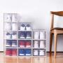 WAYTRIM Foldable Shoe Box, Stackable Clear Shoe Storage Boxes - Storage Bins Shoe Container Organizer, 12 Pack - White