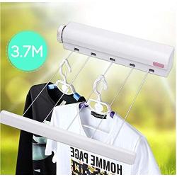 3.7M 5 Line Retractable Clothes Airer Washing Line Laundry Wall Mount Dryer Hanger Clothesline Outdoor Washing Line Drying Rack