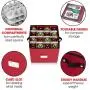 ProPik Holiday Ornament Storage Boxes Chest, 4 Tier Holds Up to 64 Ornaments Balls, with Dividers Made with Durable 600D Oxford Material (Red)