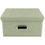 ANMINY Storage Boxes Set of 3 with Lids and Handles Foldable Lidded Cotton Linen Fabric Home Storage Cubes Bins Baskets Clothes Toys Organizer Containers Small + Medium + Large Size, Green