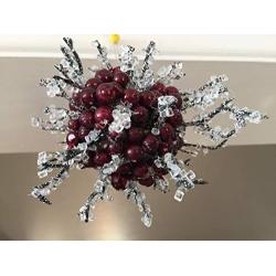 Party ball/One of a kind hanging decorative ball / 5 inches in diameter/Synthetic purple berries with clear shiny silver ice spikes/Unique Valentines decoration/Hanger/Handmade party decor