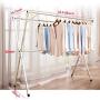 Reliancer Free Installed Clothes Drying Rack Stainless Steel Foldable Rack Hanger Space Saving Retractable 43.3-59 inch Clothes Rack Adjustable Clothes Hanger Rolling Rack with 4 Casters & 10 Hooks