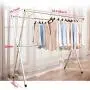 Reliancer Free Installed Clothes Drying Rack Stainless Steel Foldable Rack Hanger Space Saving Retractable 43.3-59 inch Clothes Rack Adjustable Clothes Hanger Rolling Rack with 4 Casters & 10 Hooks